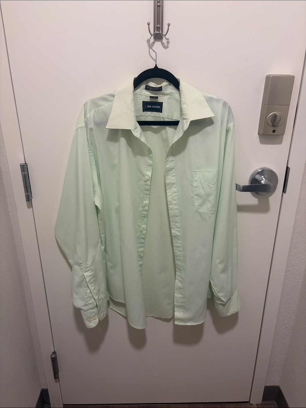 Vintage Van Heusen Mint Green Long Sleeve Dress Shirt 17 34/35 Made in USA - Picture 8 of 12